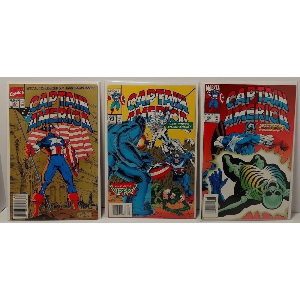 Captain America #383 419 420 Newsstand Edition Jim Lee Ron Lim‎ 3x Comic Lot